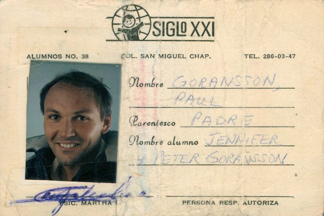 Paul's Parental ID card for J&P's school in San Miguel De Chapultepec, DF, Mexico, 1987
