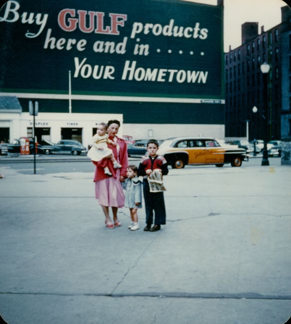 baby Helen, Gittel, toddler Shirley and Benji, Dorchester ca, 1954
