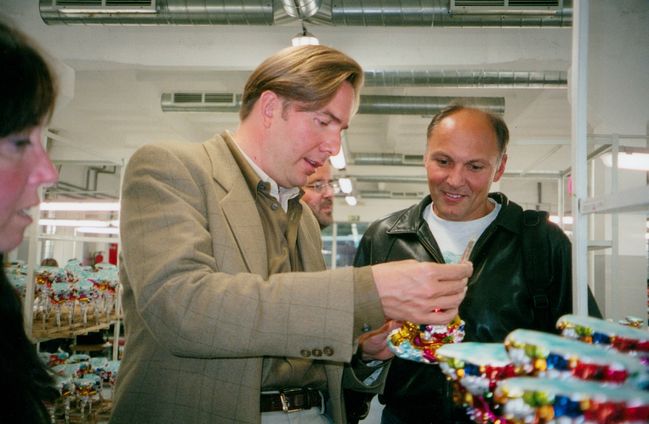 Christopher Radko at his Christmas Ornament factory
