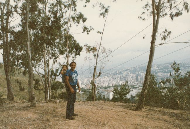 Paul with Jenny on backpack hiking up the Avila Spring 1985
