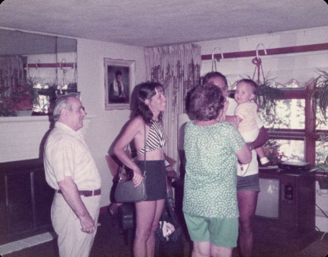 Gershon, Helen, Gittel, Jenny, Paul, in Washington St. Canton house 1984 summer vacation home on vacation from VZ
